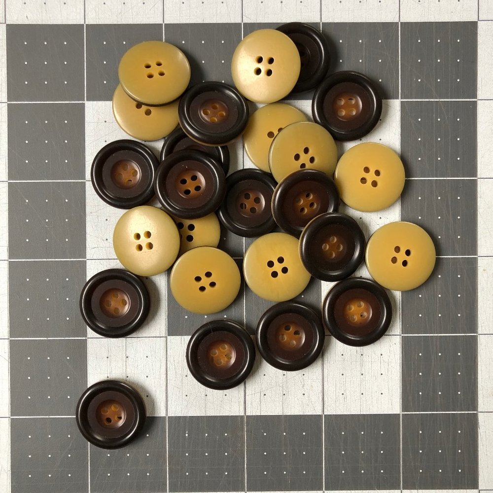 25 Brown 4-Hole Buttons, 7/8 inch